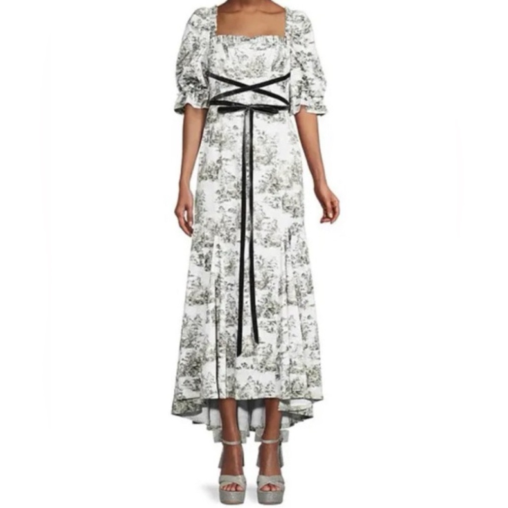 Antonio Melani x Nicola Bathie Hallie Stretch Jacquard Puff Sleeve Tea Gown